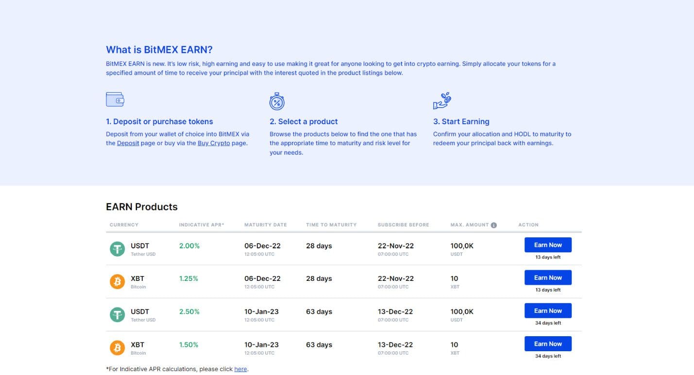 Crypto earn su BitMEX