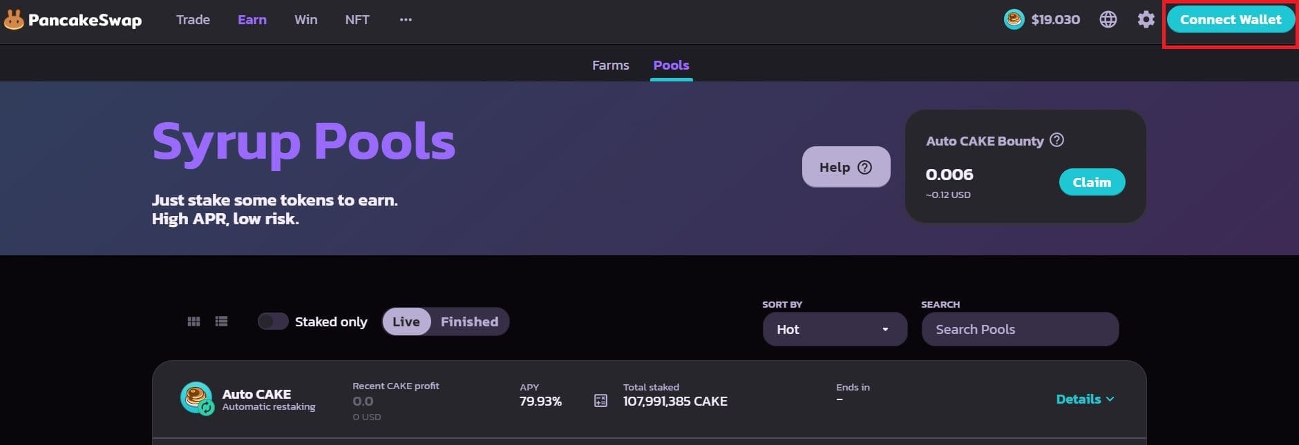 PancakeSwap connettere wallet